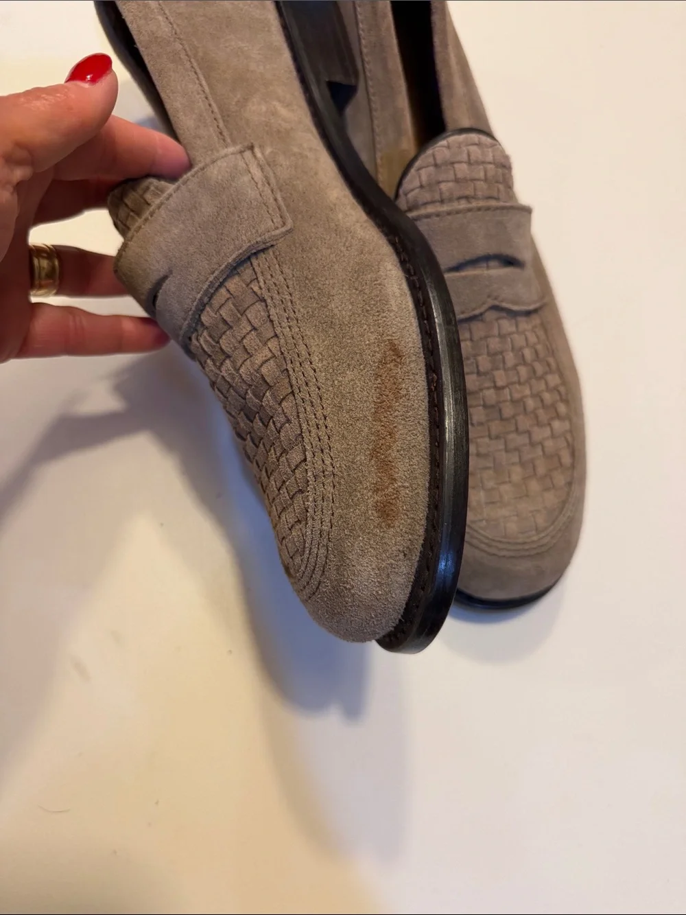 Todd Snyder Sebago grey suede loafers Sz 10.  New/Flawed SEE PICTURES. Tub7